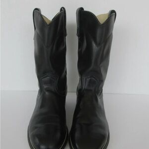 Texas USA men-made Black Leather Western Roper  Boots